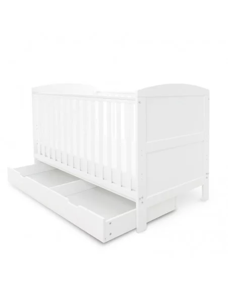 Ickle Bubba Coleby Classic Cot Bed & Under Drawer-White With All Seasons Premium Pocket Sprung Mattress (140 x 70cm) Ickle Bubba