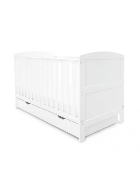 Ickle Bubba Coleby Classic Cot Bed & Under Drawer-White With All Seasons Premium Pocket Sprung Mattress (140 x 70cm) Ickle Bubba