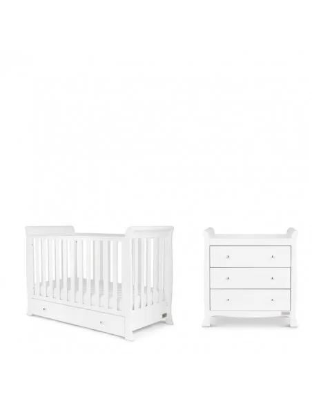 Ickle Bubba Snowdon 4 in 1 Mini 2 Piece Furniture Set-White With All Seasons Premium Pocket Sprung Mattress Ickle Bubba