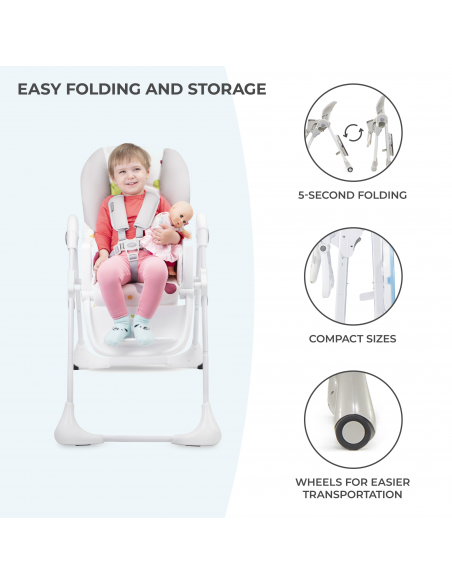 Kinderkraft Yummy High Baby Feeding Chair-Grey kinderkraft