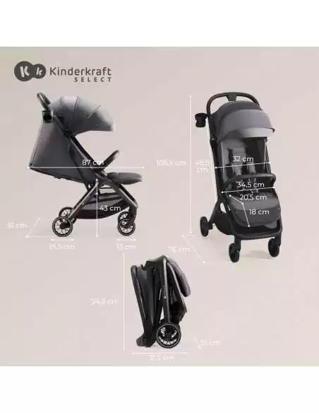 Kinderkraft Nubi 2 Lightweight Compact Pushchair-Sand Beige discontinued kinderkraft