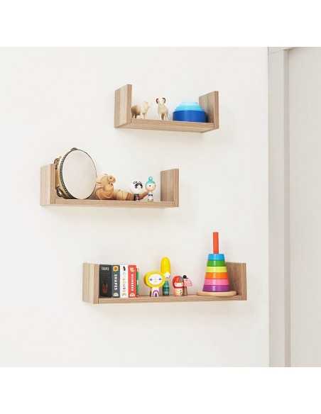 Tutti Bambini Modena Set of Three U-Shaped Wall Shelves-Oak Tutti Bambini