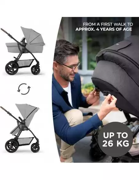 Kinderkraft Multifunctional Moov-CT 4in1 With MINK PRO Car Seat + ISOFIX Base Travel System-Grey kinderkraft