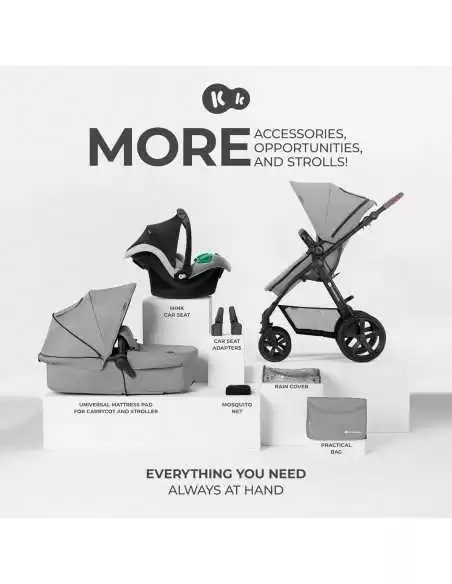 Kinderkraft Multifunctional Moov-CT 4in1 With MINK PRO Car Seat + ISOFIX Base Travel System-Grey kinderkraft