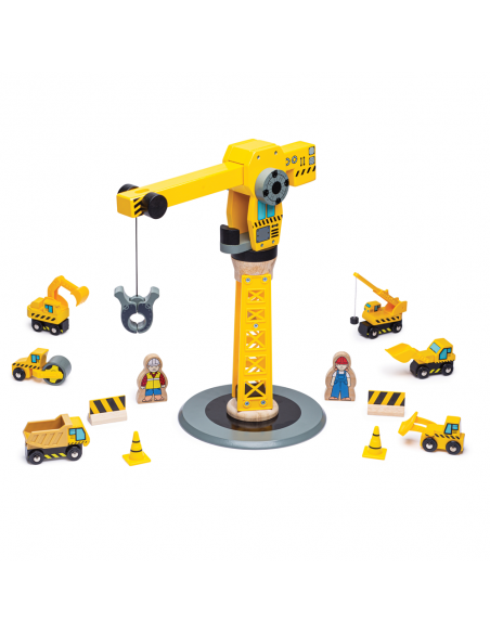 Bigjigs Toys Big Crane Construction Set-Yellow Bigjigs Toys