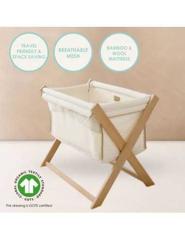 Clair de Lune Organic Folding Crib-Cream Clair de Lune Organic Folding Crib-Cream