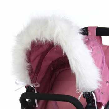 Roma Dolls Pram Hood Fur-White