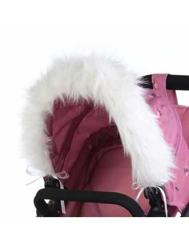 Roma Dolls Pram Hood Fur-White