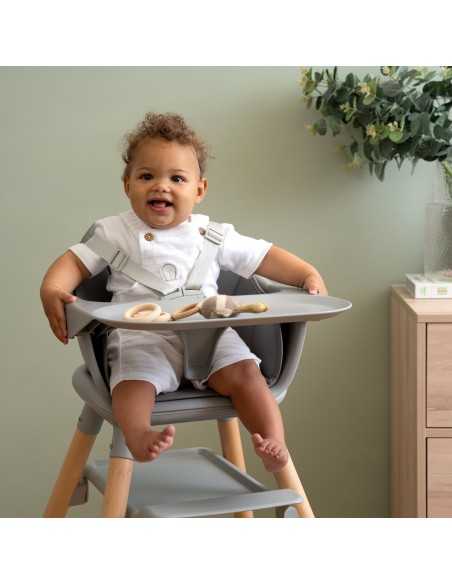 Clair De Lune 6in1 Eat & Play High Chair-Grey With Natural Legs Clair De Lune