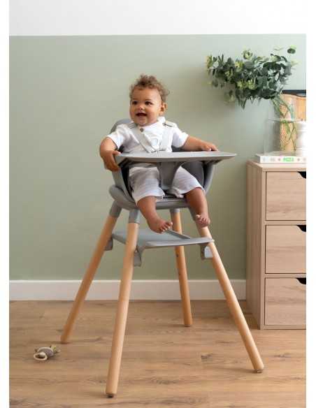 Clair De Lune 6in1 Eat & Play High Chair-Grey With Natural Legs Clair De Lune