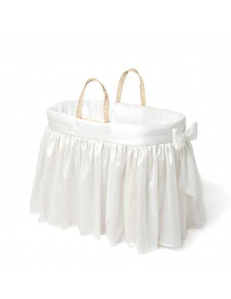 Clair de Lune 80th Anniversary Windsor Palm Moses Basket and Stand-White Clair De Lune