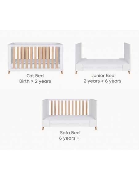 Tutti Bambini Fika Cot Bed-White & Light Oak Tutti Bambini