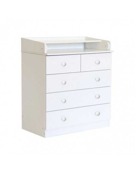 Kidsaw Kids 5 Drawer Unit 1780 With Changing Board And Storage-White Kidsaw