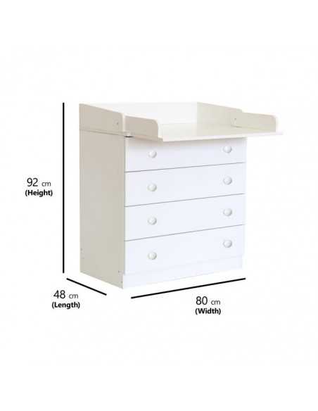 Kidsaw Kids 4 Drawer Unit 1580 With Changing Board And Storage-White Kidsaw