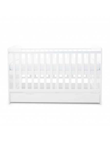 Ickle Bubba Coleby Classic Cot Bed & Under Drawer-White With Fibre Mattress (140 x 70cm) Ickle Bubba