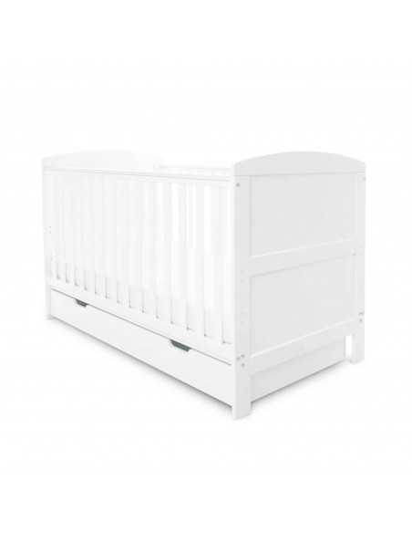 Ickle Bubba Coleby Classic Cot Bed & Under Drawer-White With Fibre Mattress (140 x 70cm) Ickle Bubba