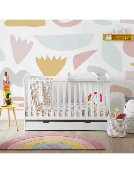 Ickle Bubba Coleby Classic Cot Bed & Under Drawer-White With Fibre Mattress (140 x 70cm) Ickle Bubba