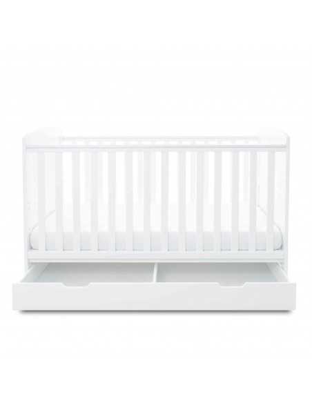 Ickle Bubba Coleby Classic Cot Bed & Under Drawer-White With Premium Sprung Mattress (140 x 70cm) Ickle Bubba