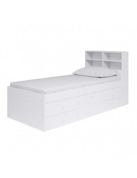 Kidsaw Multi Drawer Single 3ft Cabin Bed with Bookcase Headboard-White Kidsaw