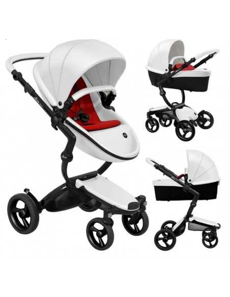mima Xari 3-in-1 Black Chassis Pushchair-Snow White/Ruby Red Mima