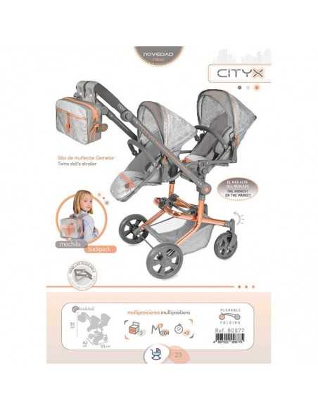 Decuevas Toys Grey Twin Pram Doll Cityx Collection Decuevas Toys