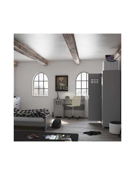 FTG Loke Desk 1 Door in Folkestone-Grey Furniture To Go