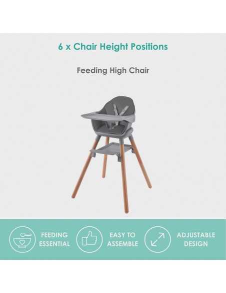 Clair De Lune 6in1 High Chair-Grey With Natural Legs Clair De Lune