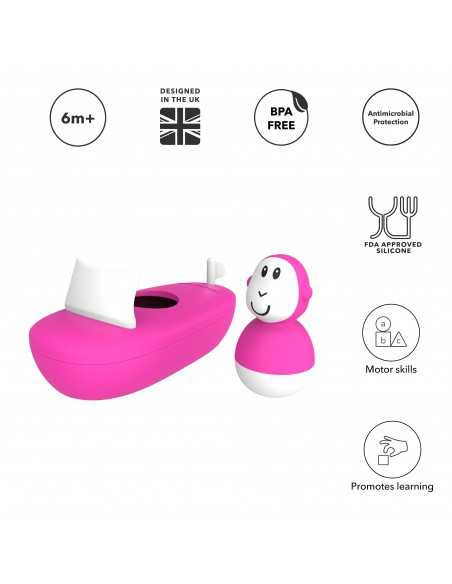 Matchstick Monkey Bathtime Set Boat-Pink Matchstick Monkey