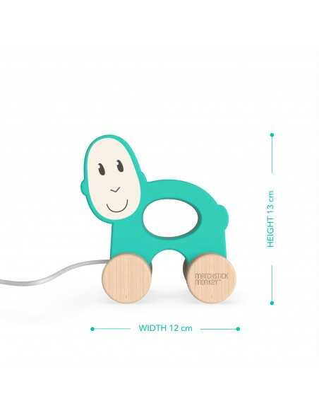 Matchstick Monkey Playtime Pull Along Animal Monkey-Teal Matchstick Monkey