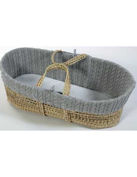 Cuddles Collection Cable Knit Mosses Basket Bundle - Grey Cuddles Collection