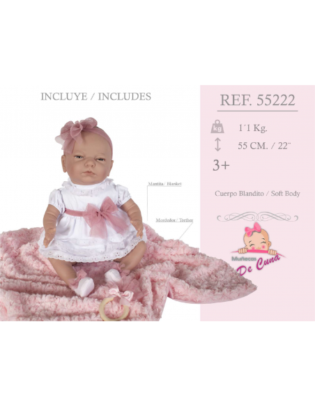 Llorens Dolls Anya Reborn Baby Doll 55cm-Pink Llorens Dolls