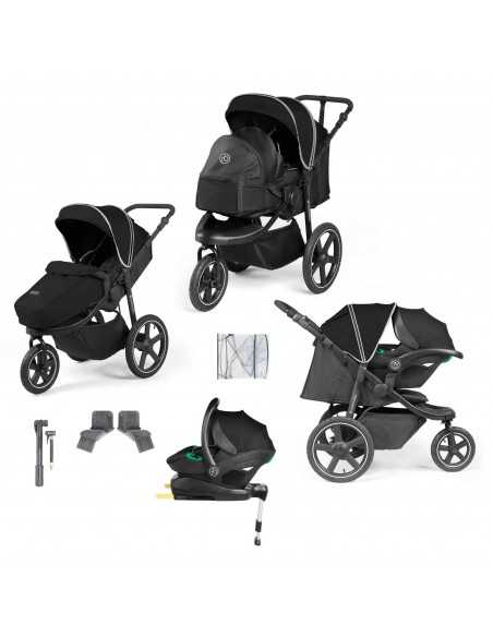 Ickle Bubba Venus Prime Jogger I-Size Travel System with Newborn Cocoon & Isofix Base-Black Ickle Bubba