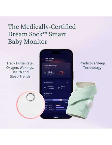 Owlet Medically Certified Dream Sock Baby Monitor-Mint Owlet