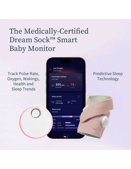 Owlet Medically Certified Dream Sock Baby Monitor-Dusty Rose Owlet