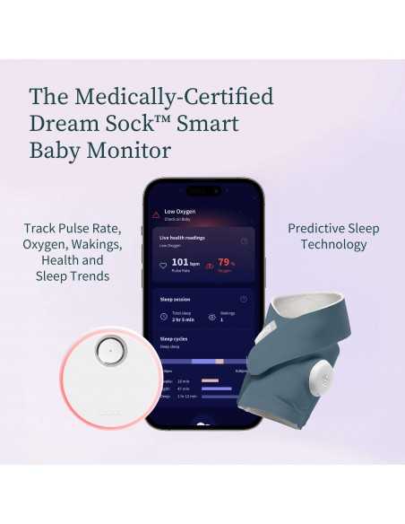 Owlet Medically Certified Dream Sock Baby Monitor-Bedtime Blue Owlet