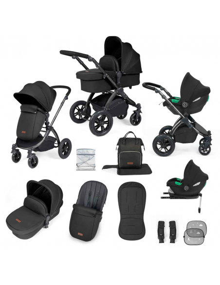 Ickle Bubba Stomp Luxe All in One Travel System With Isofix Base (Cirrus)-Black / Woodland / Black Ickle Bubba