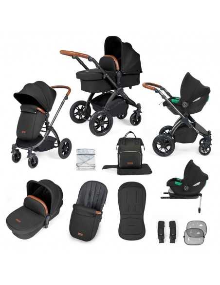 Ickle Bubba Stomp Luxe All-in-One Travel System With Isofix Base (Cirrus)-Black / Woodland / Tan Ickle Bubba