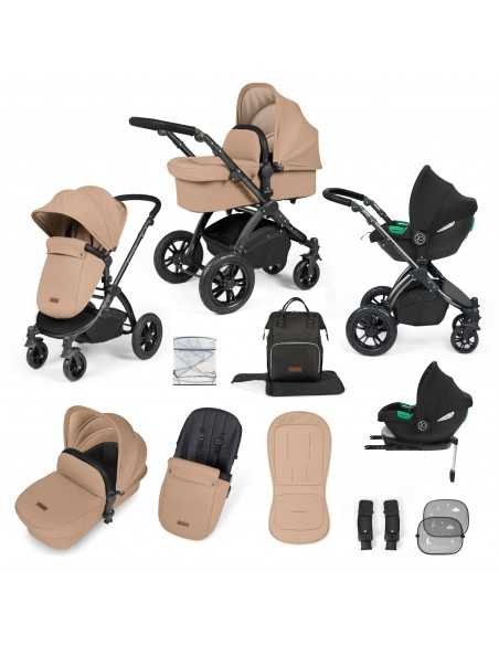 Ickle Bubba Stomp Luxe All-in-One Travel System With Isofix Base (Cirrus)-Black / Desert / Black Ickle Bubba