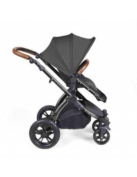 Ickle Bubba Stomp Luxe All-in-One Travel System With Isofix Base (Cirrus)-Black / Charcoal Grey / Tan Ickle Bubba