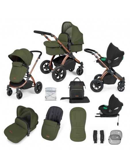 Ickle Bubba Stomp Luxe All in One Travel System With Isofix Base (Cirrus)-Bronze / Midnight / Black Ickle Bubba