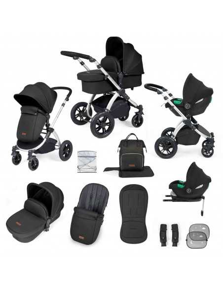 Ickle Bubba Stomp Luxe All in One Travel System With Isofix Base (Cirrus)-Silver / Midnight / Black Ickle Bubba