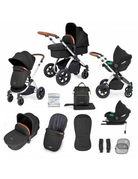 Ickle Bubba Stomp Luxe All in One Travel System With Isofix Base (Cirrus)-Silver / Woodland / Tan Ickle Bubba