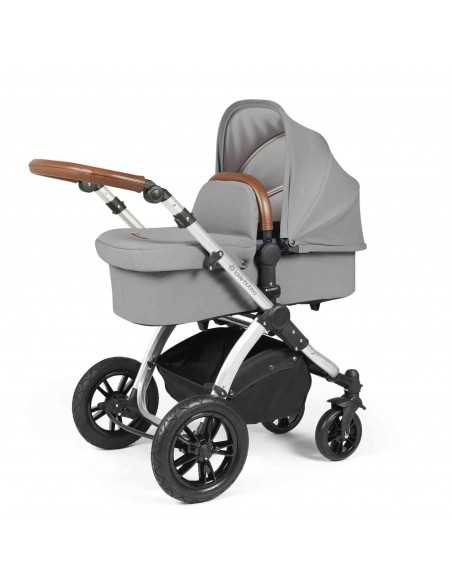 Ickle Bubba Stomp Luxe All in One Travel System With Isofix Base (Cirrus)-Silver / Pearl Grey / Tan Ickle Bubba