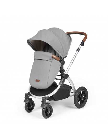 Ickle Bubba Stomp Luxe All in One Travel System With Isofix Base (Cirrus)-Silver / Pearl Grey / Tan Ickle Bubba