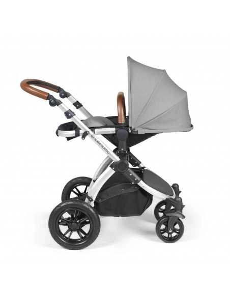 Ickle Bubba Stomp Luxe All in One Travel System With Isofix Base (Cirrus)-Silver / Pearl Grey / Tan Ickle Bubba