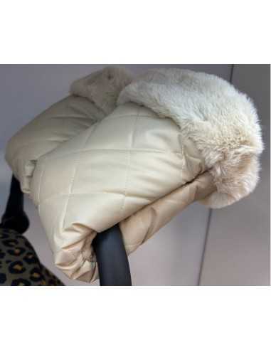 Roma Pram Fur Hand Mitts-Feather