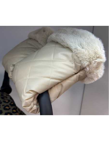 Roma Pram Fur Hand Mitts-Feather Roma