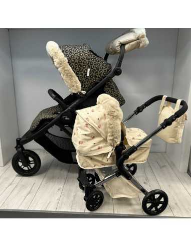 Roma Pram Fur Hand Mitts-Feather Roma Pram Fur Hand Mitts-Feather