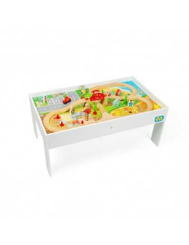 Bigjigs Train Set & Table-Multicolour