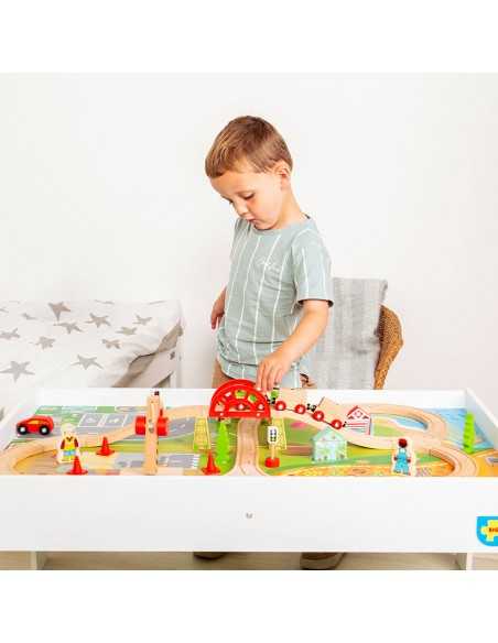 Bigjigs Train Set & Table-Multicolour Bigjigs Toys